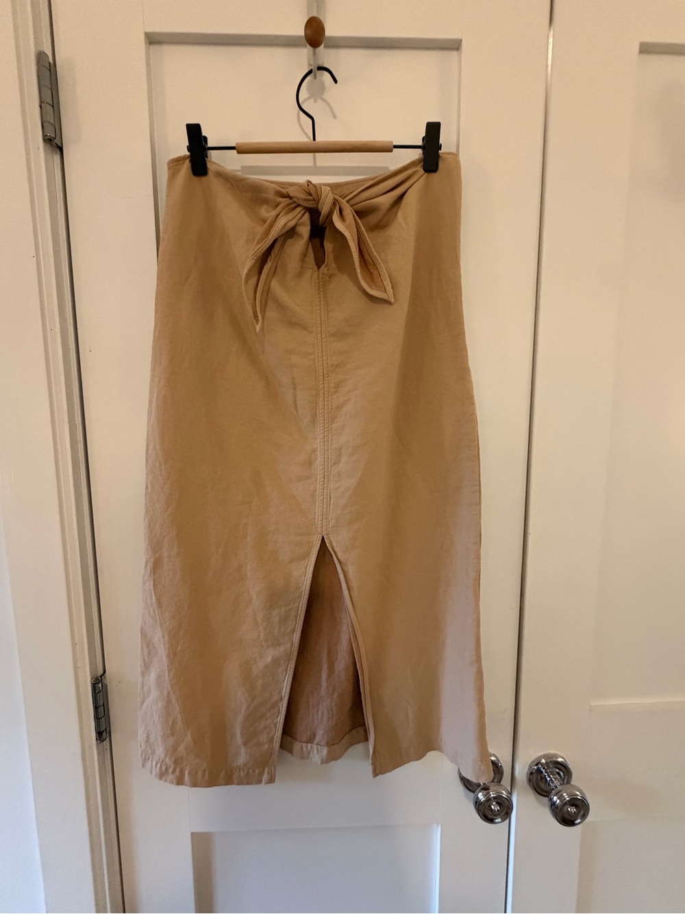 & Other Stories Camel Tie-Front Midi Skirt